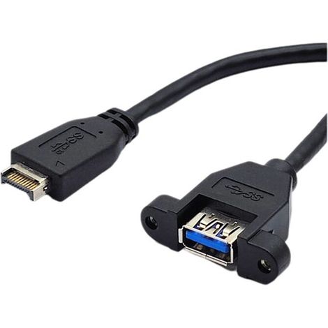 Câble extension panneau avant vissable USB 3.2 Gen2 10Gbps 20 broches TYPE-E vers USB 3.2 TYPE-A femelle 60cm (1/5)