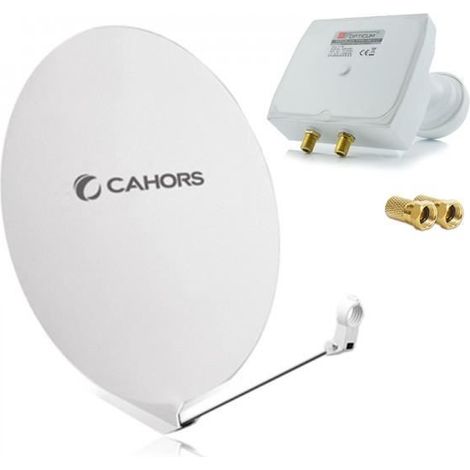 Parabole Satellite - CAHORS - SMC 80CM - LNB Monobloc Twin - 0,1dB - Blanche