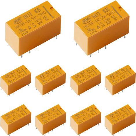 5 pcs PCB Relais de Puissance HK19F-5V DC 5V DPDT Relais Bobine 8 Broches 2NO 2NC + 5 pcs PCB Relais de Puissance HK19F-12V DC 12V DPDT Relais Bobine 8 Broches 2NO 2NC (1/5)