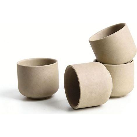 Tasse à Thé Céramique - Sans Anse - 90 ml - Hauteur 5.5 cm - Diamètre Max 6.5 cm - Micro-ondes Lave-vaisselle Four Sécurisés - Lot de 4 (1/5)