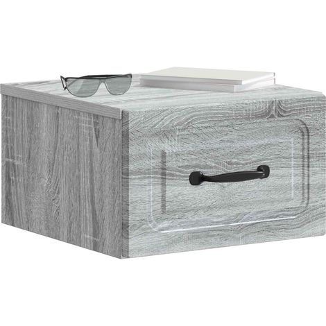 Maison Exclusive - Mobiletto da notte a muro 2 pcs Grigio Sonoma 34,5 x 33 x 20 cm