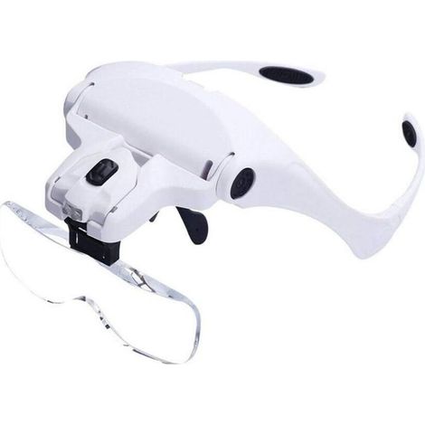 Kopfmontierte Lupe, beleuchtete Stirnbandlupe mit 2 LED-Leuchten für Naharbeiten, Schmuckarbeiten, Uhrenreparatur, Kunst und Handwerk, Lesehilfe (1/4)