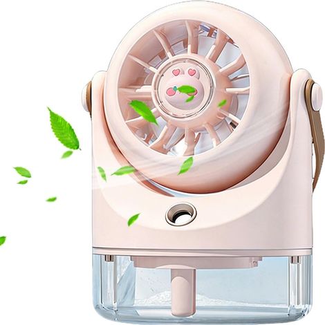 Ventilateur de Table Brumisateur Rechargeable Silencieux Portable pour Bureau Chambre Voyage – Design Léger et Rafraîchissant – Couleur Rose (1/5)