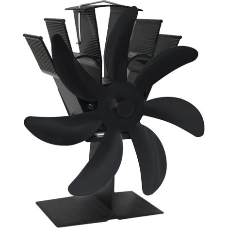 Sparsamer Kaminventilator, 7 Umwälzventilatoren für Holzscheite, heißer Holzofen für effiziente Wärmeverteilung, Holzscheite/Brennholz/Pellets, Schwarz