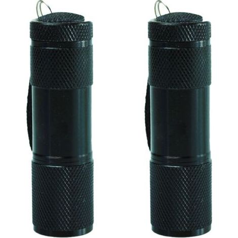 Mini-Taschenlampe mit Gummibeschichtung und Schultergurt, tragbar, ideal für Camping und Wandern, schwarz. 2 Stück (1/4)