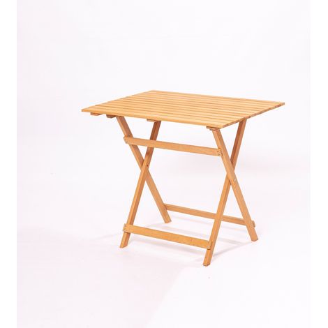 Table de jardin Purrault L80xP60cm Bois massif clair (1/2)