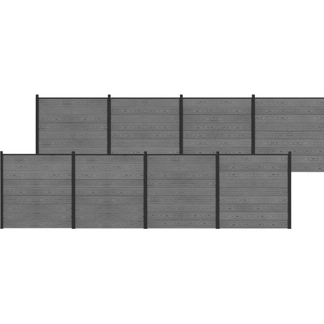 Fence Set 1391 x 186 cm WPC and Aluminium Grey vidaXL