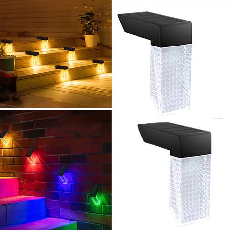 lampes à capteur étanches pour marches d'escalier applique solaire-lumière chaude + lumière colorée 2 (1/5)
