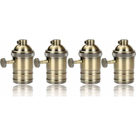4 pièces Edison Douille Vintage E27 Adaptateur De Lampe avec interrupteur Rétro Vintage Lustre Sans Fil Laiton Antique