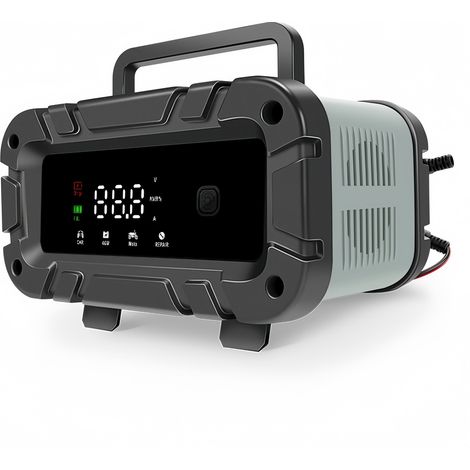 12V 24V GrisChargeur 12V 6A pour batteries de voiture, batteries de moto et batteries au plomb-acide (1/4)