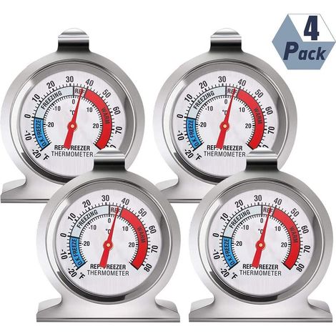 APEX 4Pack Refrigerator Freezer Thermometer Classic Series Large Dial Thermometer Temperature Thermometer for Refrigerator Freezer Fridge Cooler (1/5)