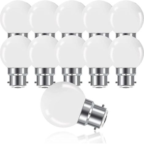 Bombilla LED B22 G45, forma de pelota de golf, 3W, 280lm, blanco cálido 3000K, no regulable, paquete de 10, clase energética G (1/5)