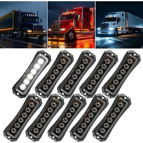 10× Feux de Gabarit à LED 12V-24V, Feu de Gabarit Remorque pour Camion Bus Caravane Utilitaire Robuste (1/5)