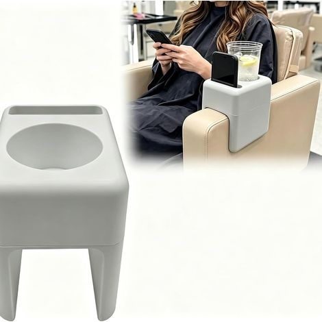 Salon Chair Armrest Storage Tray with Telephone Holder (Grey)