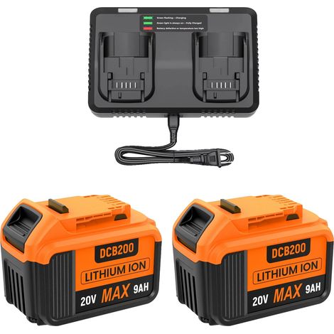 Akku für Elektrowerkzeuge, hohe Kapazität 9000mAh, Dual-Voltage-Kompatibilität, 2BAT 6aLadegerät (1/2)