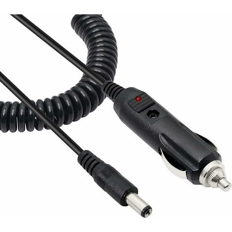 12V 3A Câble adaptateur allume-cigare DC 5.5x2.1mm,pour les moniteurs de vidéosurveillance de vue arrière de voiture DVR de voiture-Le noir, (1/3)
