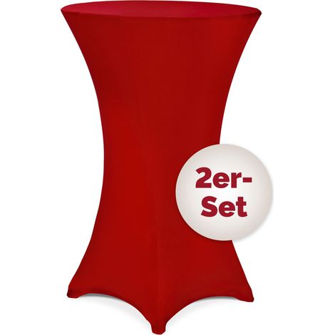DETEX® 2x Housses de table de bar bistrot ronde nappe mange debout protection table de cocktail tissu stretch  Set de 2 bordeaux, Ø70