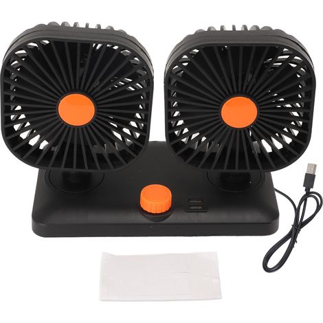 Car Fan Dual Head USB Fan Quiet 12V 24V Portable Auto Cooling Fan for Vehicles Home Bedroom Use (1/5)