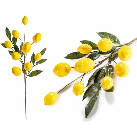 Rami di limoni artificiali, set da 10 pezzi, cm 32 (con gambo 58)