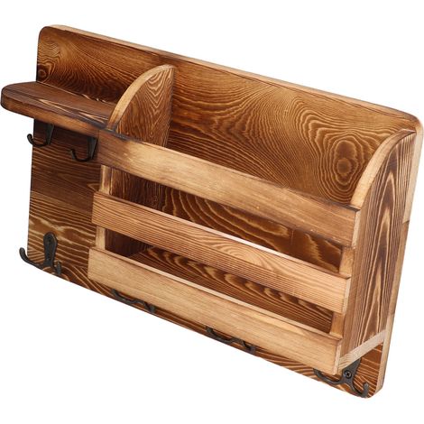 Étagère murale multifonctionnelle en bois vintage, support de rangement créatif pour salon ou bureau (1/5)