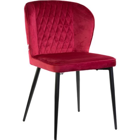 Marvin Sedia in Velluto Rosso PARIGI con Struttura in Metallo e Seduta Imbottita, Poltroncina di Design Moderno per Casa Ufficio Sala da Pranzo 1 Sedia (1/2)
