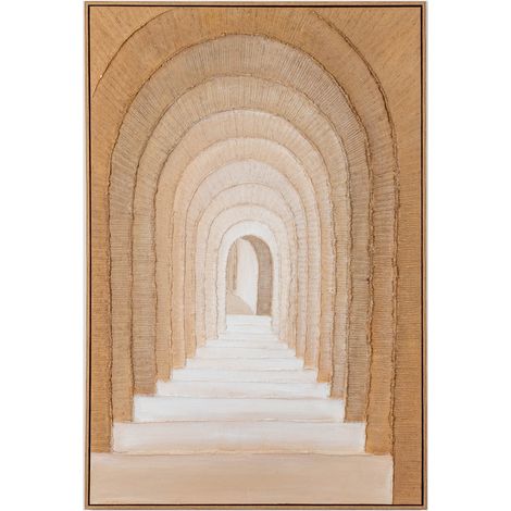 Arcadia Oil on Canvas Wall Art in Wooden Frame - L3 x W82 x H122 cm - Beige
