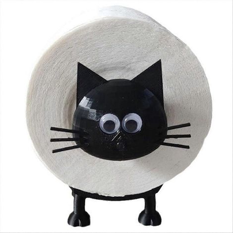Ensemble de salle de bain avec porte-rouleau de papier toilette en forme de chat (1/5)