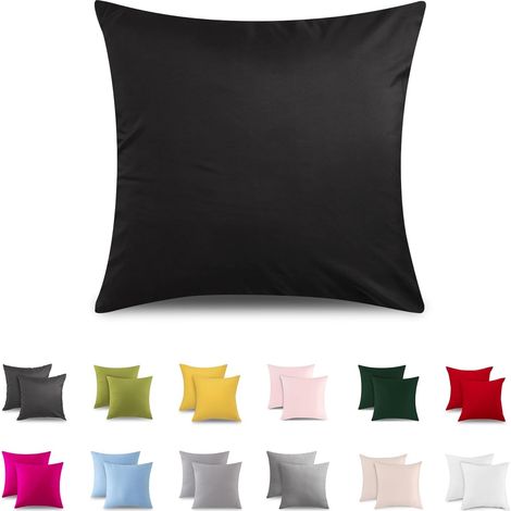 Set of 2 Taie Oreiller 40x40 cm, 100% Coton, Taie d'oreiller avec Fermeture éclair Très Douce, Convient Aux Personnes Souffrant D'allergies, Blanc (1/5)