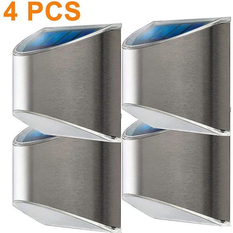4 luces solares de acero inoxidable, IP54, impermeables, para vallas y escaleras exteriores. (1/5)