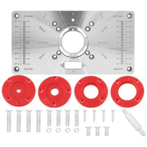 Plaque d'insertion Table de Toupie Compatible avec Makita Routeurs Machine de Découpe en Alliage d'aluminium avec Anneaux d'insertion de Routeur et Vis de Fixation (1/4)