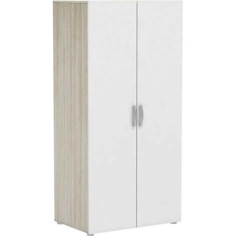 Dmora - Guardaroba 2 ante Barge, Mobile camera da letto, Cabina armadio portabiti, Armadio appendiabiti, 79x52 h166 cm, Rovere e Bianco opaco