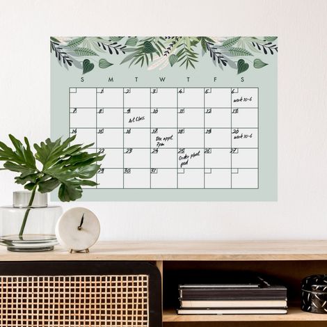 Sticker Mural Calendrier Mensuel Tropical Personnalisable et effaçable à sec (1/5)