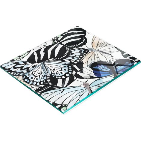 Tablero de vidrio decorativo multifuncional con estampado de mariposas y flores, 60x52 cm.