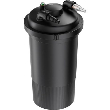 Wiltec CPF-500 Filtre de Bassin à Pression avec stérilisation UV - 380 x 380 x 740 mm - 18 W/étang 30000 l Max. / réservoir 38 l - Filtration Eau à Grand débit