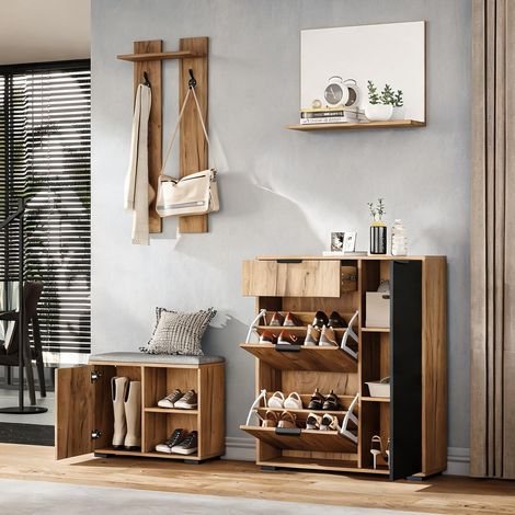 Commode natural en panneau de particules 140 x 35 x 139 cm (1/5)