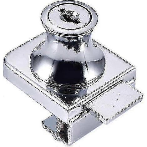 Serrure pour porte vitrée, serrure en acier chromé, serrure pour écran en verre, serrure pour portes vitrées, serrure pour vitrine, pour porte vitrée, perçage de 5 à 8 mm, 2 clés incluses-AquaForge (1/5)