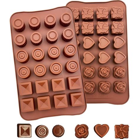 2 moules à chocolat, moules à chocolat, 24 cavités, moules en silicone, moule antiadhésif pour chocolat, moule 3D en silicone pour gâteaux, chocolat, gelée (1/5)