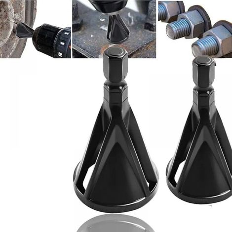 Outil d'ébavurage externe, Hexagon-Black-2pcs Outil de chanfreinage Perceuse externe à grande vitesse en acier inoxydable Outil d'ébavurage répare ra (1/4)