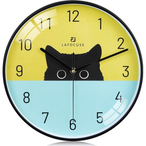 30cm Horloge Murale Chat Design Moderne, Créative Pendule Murale Originale, Silencieuse sans Tictac Multicolore Déco pour Cuisine Salon Chambre (1/4)