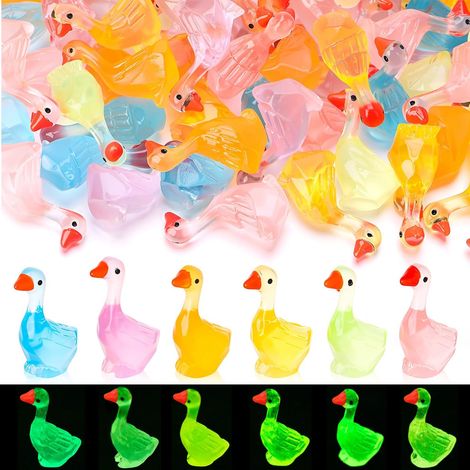 90 beleuchtete Desktop-Gänschen, Mini-Harz-Gänschen für die Veranda Leuchtende Gänschen, geeignet für Puppenhäuser, Märchengärten, Aquarien und Tischdekoration (6 Farben) (1/5)