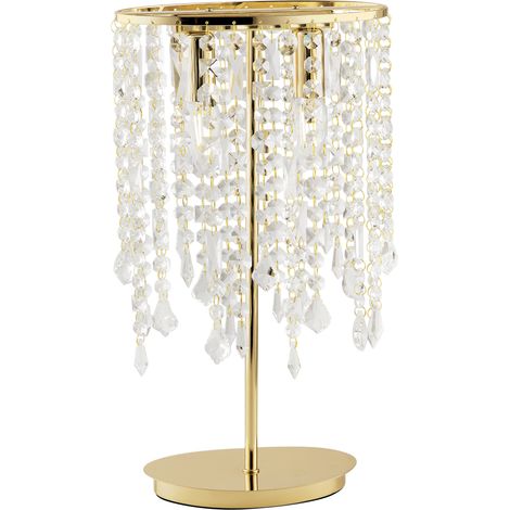 "Lampada da tavolo BREEZE in metallo oro con pendenti in cristallo"