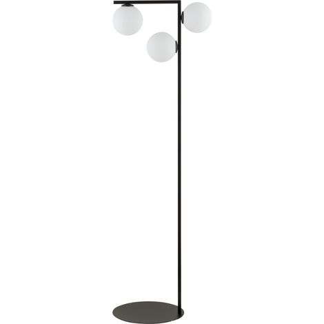 Lampada terra nera moderna 3 globi bianchi G9 Sigma