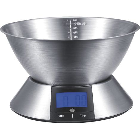 Dcg BILANCIA DA CUCINA ELETTRONICA CON CORPO E CIOTOLA IN ACCIAIO INOX Portata kg. 5