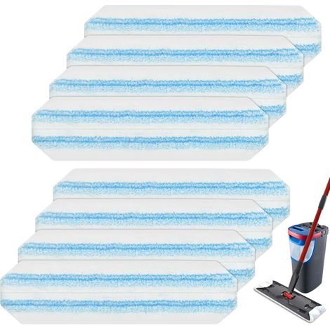 Lot de 8 têtes de balai en microfibre pour balais plats O-Cedar, recharges de tampons lavables et réutilisables pour sols durs. (1/5)