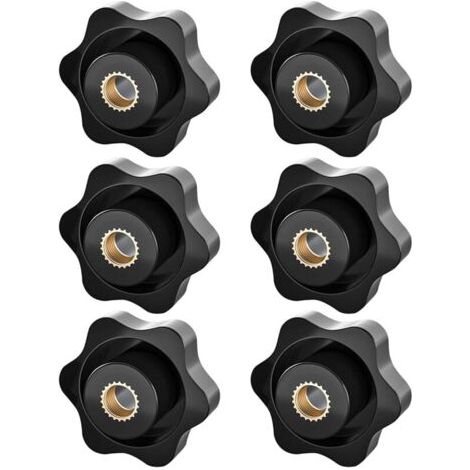 Boutons de serrage M8, écrous étoiles, boutons de serrage filetés moletés, boutons d'écrou de serrage à tête étoilée, jeu de 6 pièces (1/4)