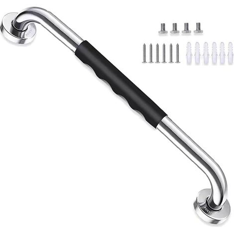 60cm Poignée de Barre D'appui de Douche Antidérapante, Barre D'équilibre de Salle de Bain en Acier Inoxydable Chromé Support de Main Courante de Sécurité, Poignée de Bain, 3,2 cm de Diamètre (1/5)
