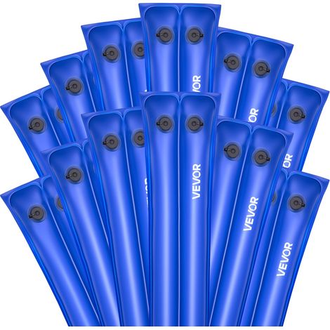 Sac à Eau pour Bâche de Piscine, Lot de 12, Sac de Lestage Double Chambre, 3 m, Sacs Tube Lestés PVC Épaisseur 0,4 mm, avec Bouchon à Visser Étanche, pour Bâche de Piscine Creusée Hiver, Bleu (1/5)