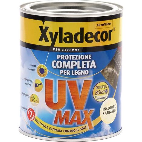 Xyladecor SMALTO LEGNO ESTERNI UV MAX Protezione Completa da sole e agenti atmosferici Idrorepellente INCOLORE 750ML, 750 ML