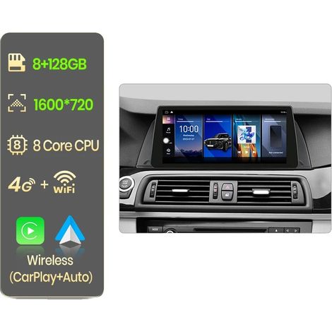 Sistema de audio para automóvil, pantalla de alta resolución, compatible con BMW Serie 5 F10 F11 2011-2017, 10,33 pulgadas, 8-128 GB NBT (1/2)