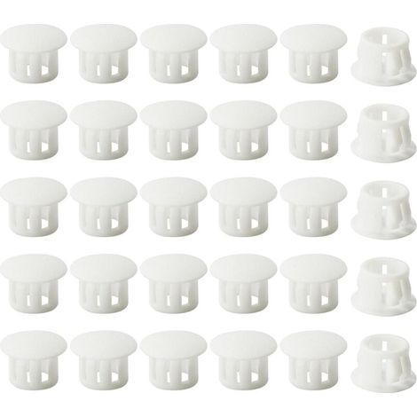 Embouts d'insertion - Embouts de fixation ronds verrouillables - Pour tubes de poteaux de clôture de meubles - 12 mm, 30 unités - Blanc (1/4)